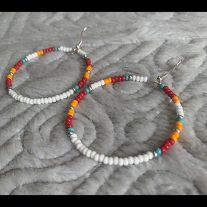 Beaded southwestern style hoop earrings